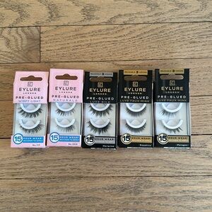 Eylure pre glued wispy light and luxe faux mink false eyelashes (LOT OF 5 PAIRS)